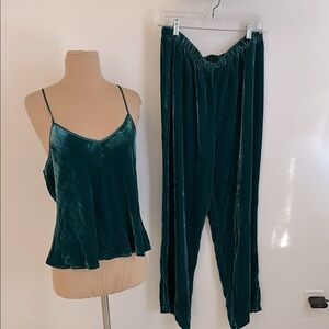 Soft Surroundings Teal Velvet Camisole & Pants Pajama Set